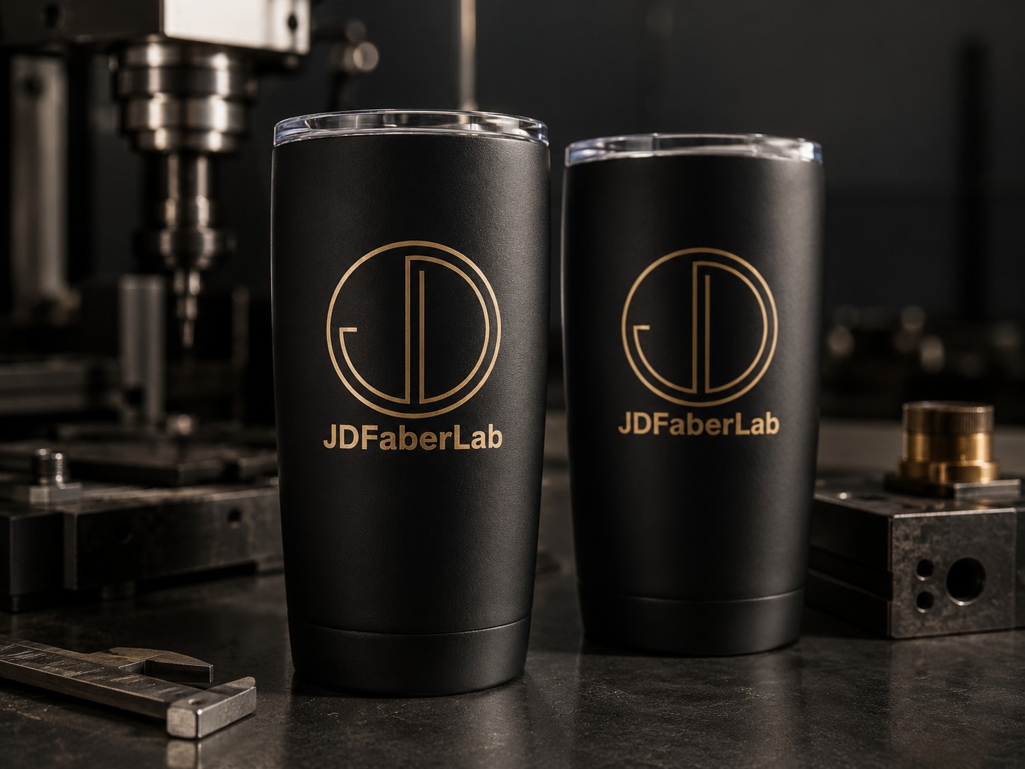 Custom marked black tumblers