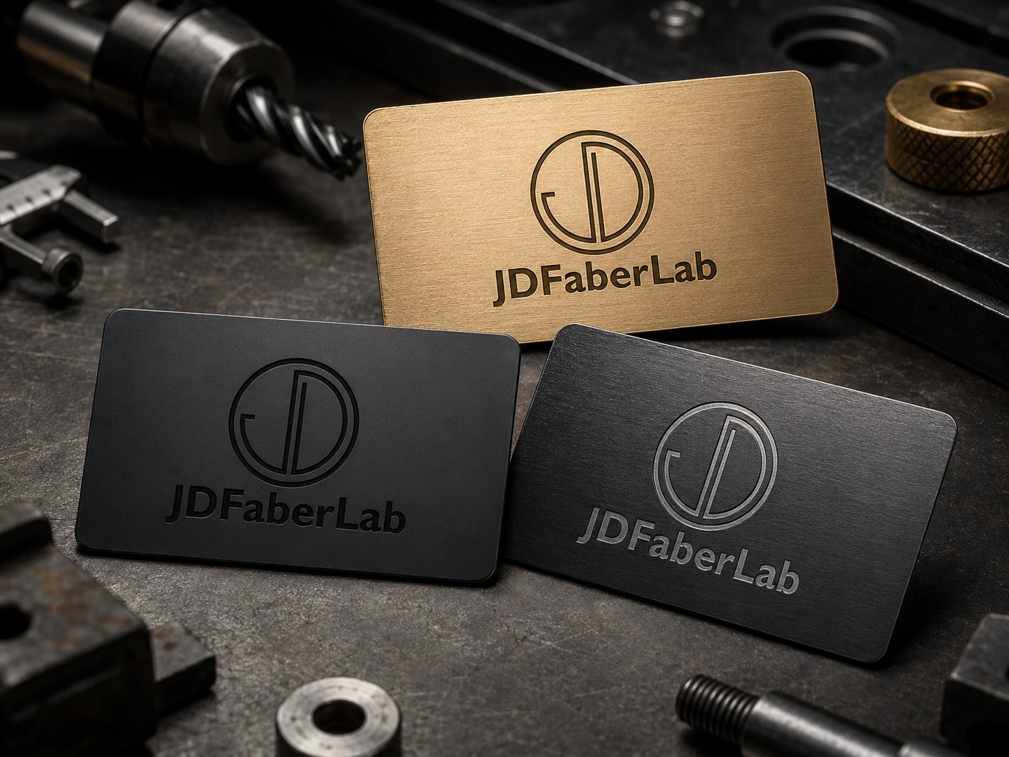 Laser marked metal business cards